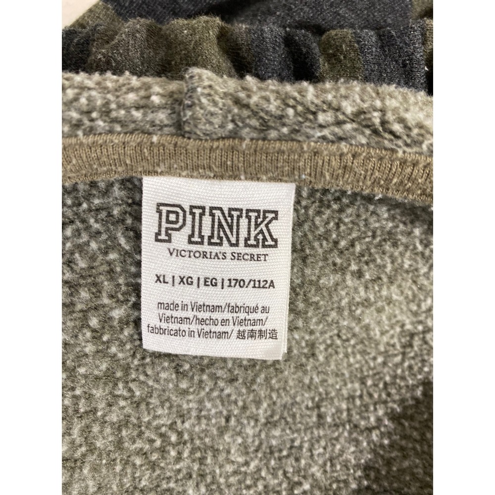PINK Victoria's Secret Hoodie Women XL Green Camo Excellent Full Zip Logo - Picture 3 of 8
